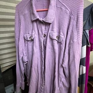 Zenana Outfitters Lilac Waffle Knit Top